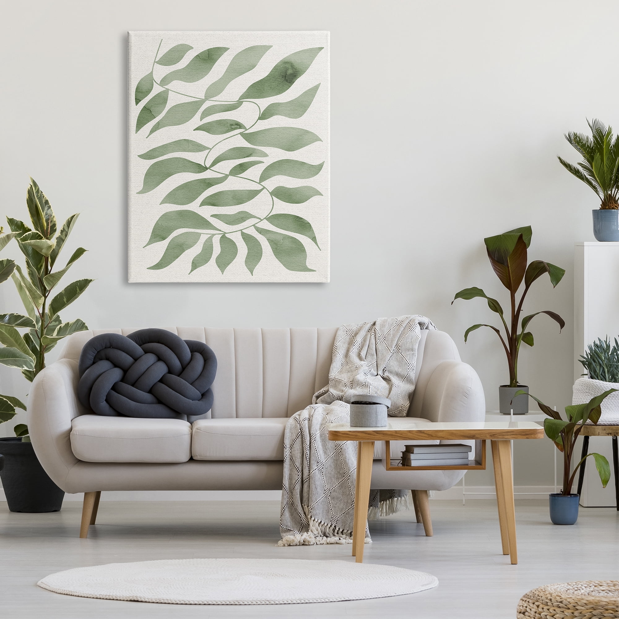 Stupell Industries Boho Plant Leaf Sprig Botanical & Floral Painting Gallery Wrapped Canvas Print Wall Art, 36 x 48