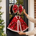 thumbnail image 5 of Christmas Porch Goose Outfit with Lace Trim Bow and Red Snowflake Holly Cape, 2 Piece Set for Front Yard Goose Statue, Holiday Decoration, 5 of 8