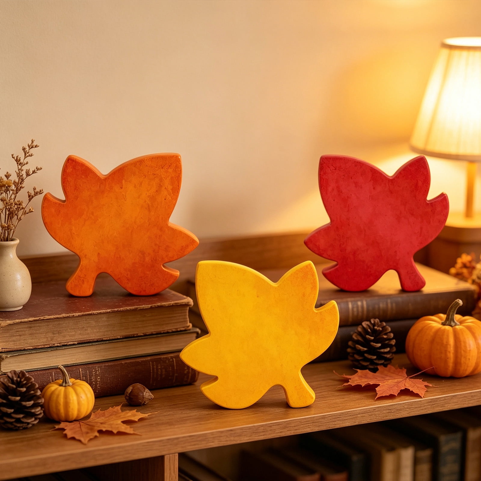 Hometravel Wooden Maple Leaf Ornament Halloween Thanksgiving Craft Decoration Festive Tabletop Room Party Decor Handcrafted Artwork