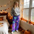 thumbnail image 4 of Purple Pajama Pants Women Stretch Lounge Pants Comfy Pjs Sleep Bottoms Soft Pajama Pants Cute Trousers Loose Palazzo S, 4 of 6