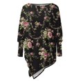 thumbnail image 4 of Womens Plus Size Long Sleeve Tops Boat Neck Vintage Floral Printed Pullover Casual Loose-Fit Irregular Hem T-Shirts Blouse, 4 of 5