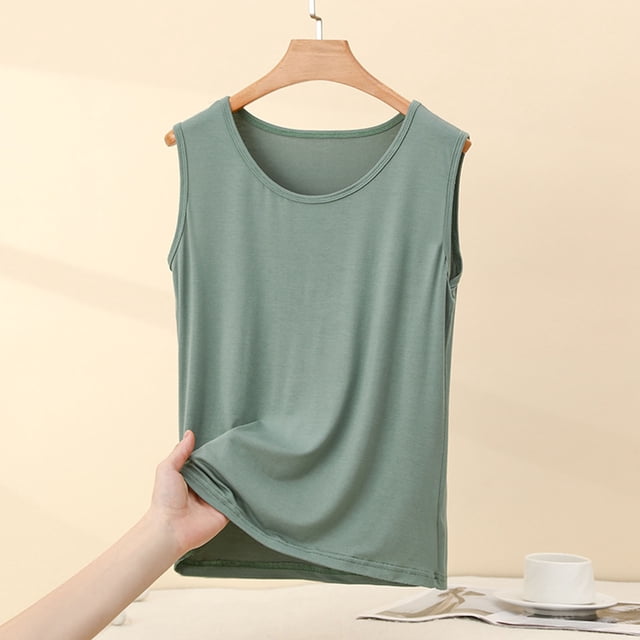 asjyhkr Womens Modal Tank Tops Soft Stretch Comfy Basic Sleep Tank Loungewear Base Layer Sleeveless Crewneck Pajamas