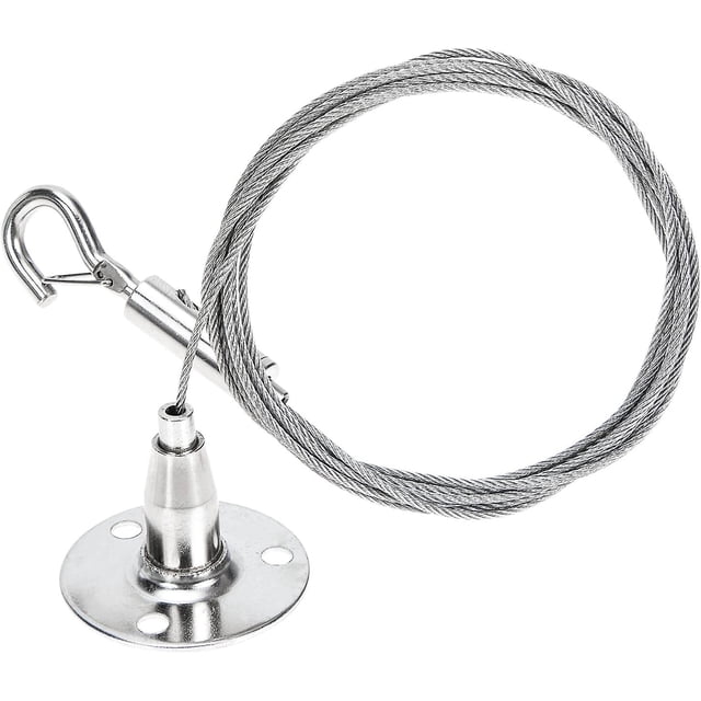 Juego de 4 Cables de Acero Inoxidable con Sujeción Automática - Gancho y Disco de Bloqueo para Colgar (2m)