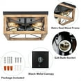 thumbnail image 2 of Lighting Fixtures Wooden Flush Mount Ceiling Lights, 4-Light Farmhouse Close to Ceiling Lighting Fixtures Black Ceiling Lamp for Kitchen Island Living Room Bedroom Hallway Laundry Entryway,Table Lamp, 2 of 8