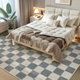 thumbnail image 3 of RUG ROBOT 8'x10' Area Rugs for Living Room, Washable Non-Slip Checkered Rugs for Bedroom, Dining Room, Soft Low-Pile Classic Farmhouse Geometric Indoor Large Accent Carpet, Gray, 3 of 10