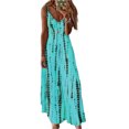 thumbnail image 2 of Vestido Suspendido Vestido largo bohemio con tirantes Vestido con tirantes de playa con estampado de columpio grande (Azul M) Cgtredaw Para estrenar, 2 of 6