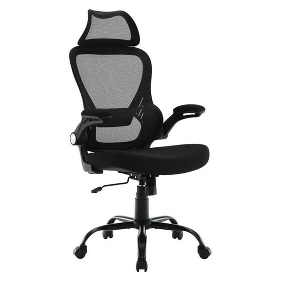 Black Mesh Back and Black Fabric Seat with Headrest