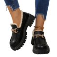 thumbnail image 4 of Willtoo Women’s Loafers, Platform Slip‑on Comfortatle Shoes Metal Chain Decor Warm Lined Winter Shoes, Chunky Lug Sole Casual Dress Footwear, 4 of 5