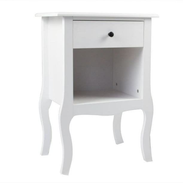 Ktaxon Nightstand Side End Table With Drawer And Shelf Solid Wood Curved Legs Living Room Bedroom Furniture White Com Ktaxon Nightstand Side End Table With, End Table Night Stand Curved