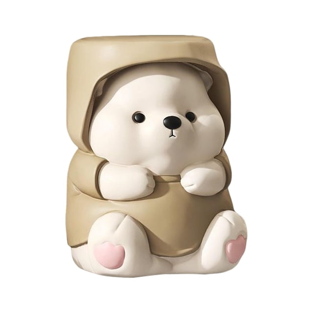 Estatuilla creativa de oso para decoración, estatua de Animal de resina, estantería para dormitorio, armario, globo, figura de oso, arreglo, escultura marrón Gloria Figura de oso de resina