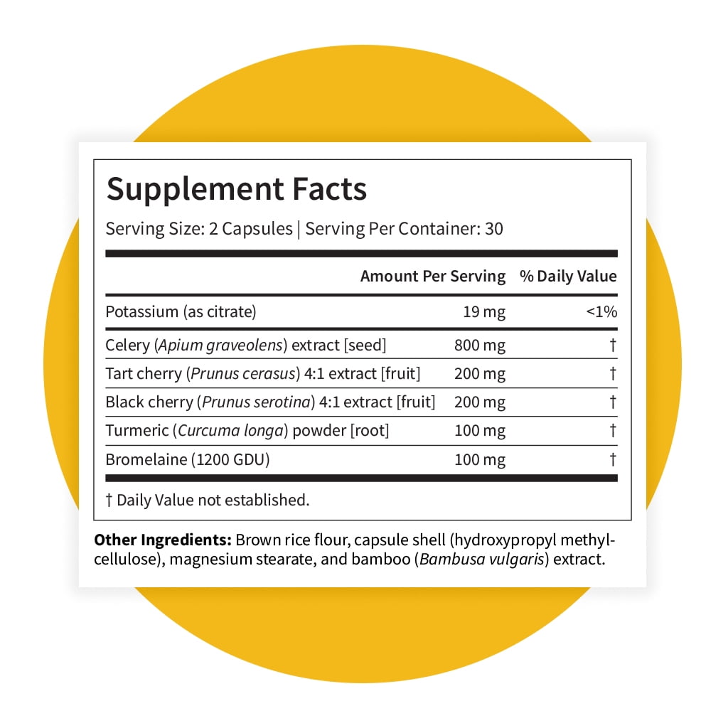 Pattern Wellness Uric Acid Support with Tart Cherry & Turmeric for Joint Wellness, 60 Count
