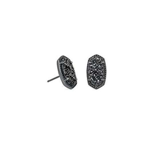 Kendra Scott Ellie Stud Earrings for Women, Fashion Jewelry, Gunmetal, Black Drusy