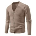 thumbnail image 3 of JTieacloth Mens Sweaters New Men's V Neck Jacquard Knitted Sweater Jacket(Brown,XXXL), 3 of 5