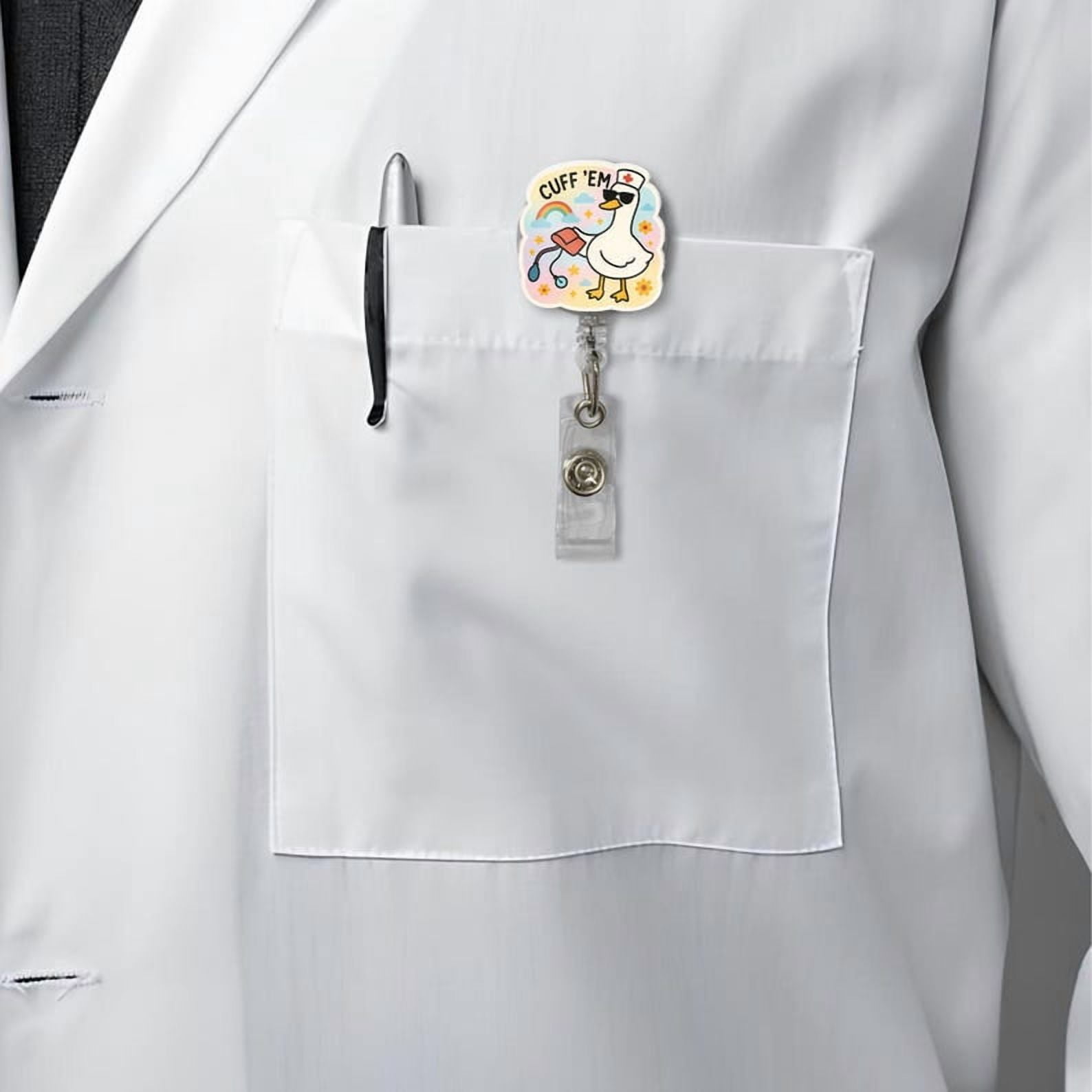 ViciArt Cuff ’Em Funny Goose Nurse Badge Reel, Acrylic Retractable ID Holder, Belt Clip