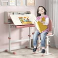 thumbnail image 4 of Costway Bureau d'Étude pour Enfants avec Plateau Inclinable à 7 Niveaux, Hauteur Réglable, Tiroir Coulissant, Rose, 4 of 10