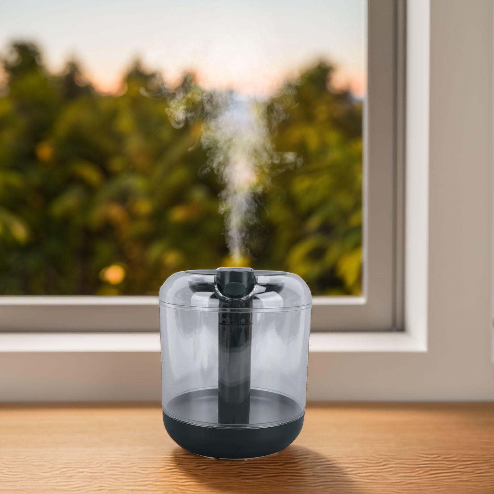 YAHHU 1L Top‑Fill Quiet Cool Mist Humidifier with Smart Touch Control, Transparent Tank, Warm Night Light, and Air‑Purifying Fog