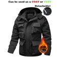 thumbnail image 4 of WTOBBY Men's Detachable Work Jacket, Solid Color Plush Lined Zippered Coat with Multiple Pockets, Outdoor Casual Long Sleeve Wear for All Seasons,Black M, 4 of 6