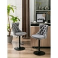 thumbnail image 5 of Velvet Bar Stools Set of 2, Swivel Counter Height Barstools with Back, Adjustable Bar Chairs with Black  Base, Modern Upholstered Kitchen Island Stools for Home Bar Dining Room Kitchen Island, Gray, 5 of 8