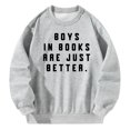 thumbnail image 2 of Sudadera con cuello redondo para mujer, camisetas de manga larga, jersey gris cómodo y holgado para uso diario en vacaciones al aire libre en otoño , S S, 2 of 8