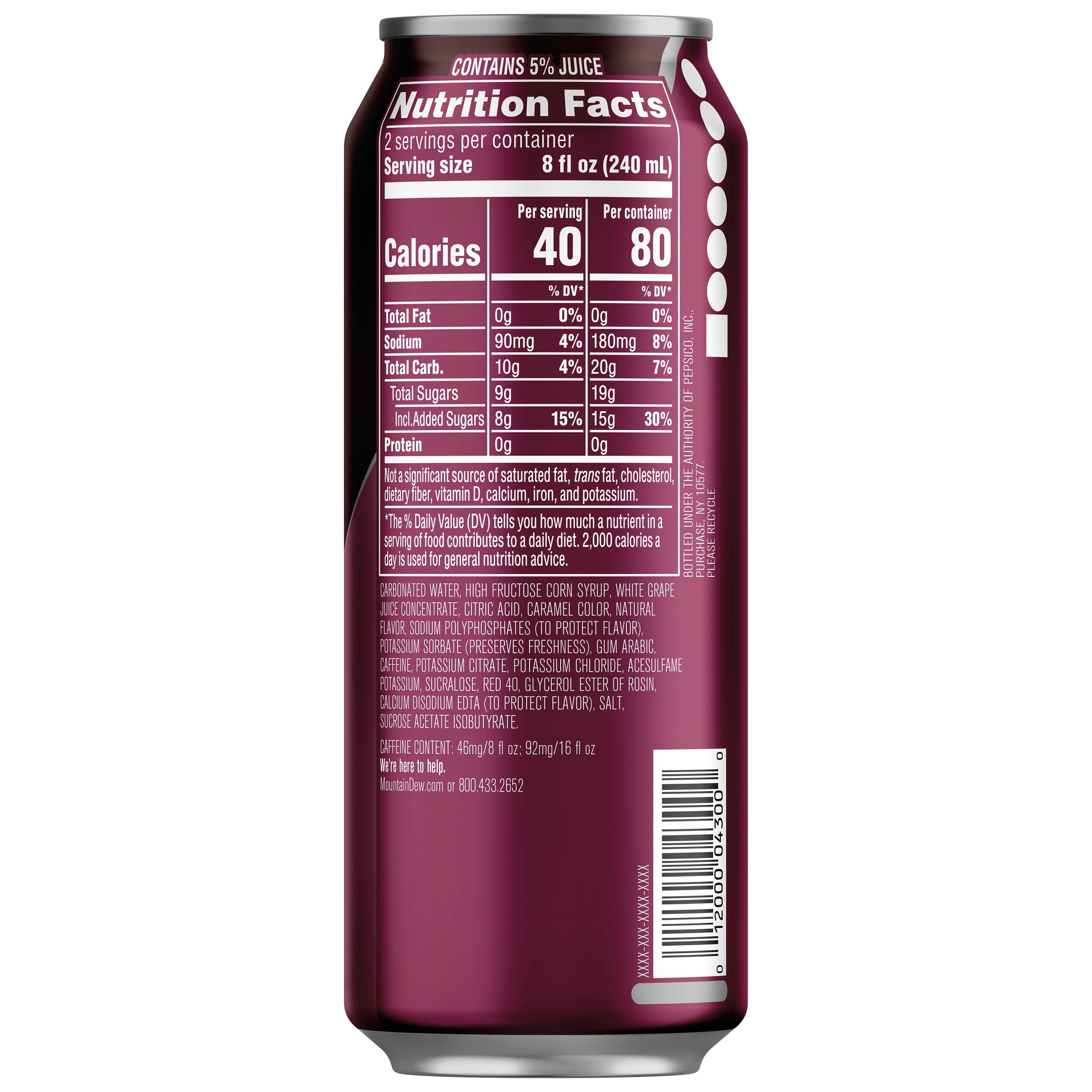 Mountain Dew Kickstart Sparkling Juice Beverage Energizing Black Cherry, 12 pack, 16 fl oz cans