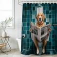 thumbnail image 4 of Funny Dogs Bathroom Shower Curtains with 12 Hooks Polyester Waterproof Shower Curtain for Stalls and Bathtubs Animal Sitting on Toilet Reading Newspaper Decorative Bathroom Privacy Curtain 48x72 Inch, 4 of 9
