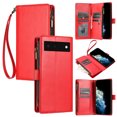 thumbnail image 1 of Compatible with Google Pixel 6 Wallet Case Premium Zipper Large Space Flip PU Leather Cover, 1 of 5