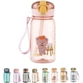 thumbnail image 1 of Botella de agua para niños, botella de agua para la escuela, botellas deportivas de plástico, sin Bpa, botellas de agua pequeñas para interiores y exteriores, 14 onzas (rosa con pa, 1 of 5