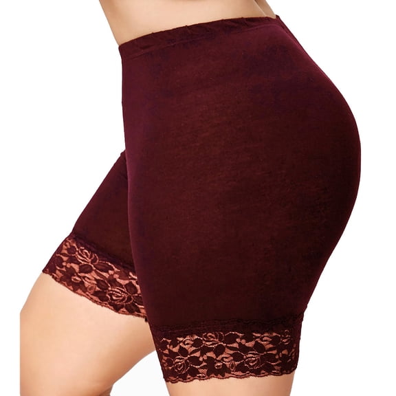 JINMGG Shorts for Women Clearance $5 Womens Plus Size Mid Waist Lace Hot Shorts Elastic Sports Pants Trousers Trunks Wine XL