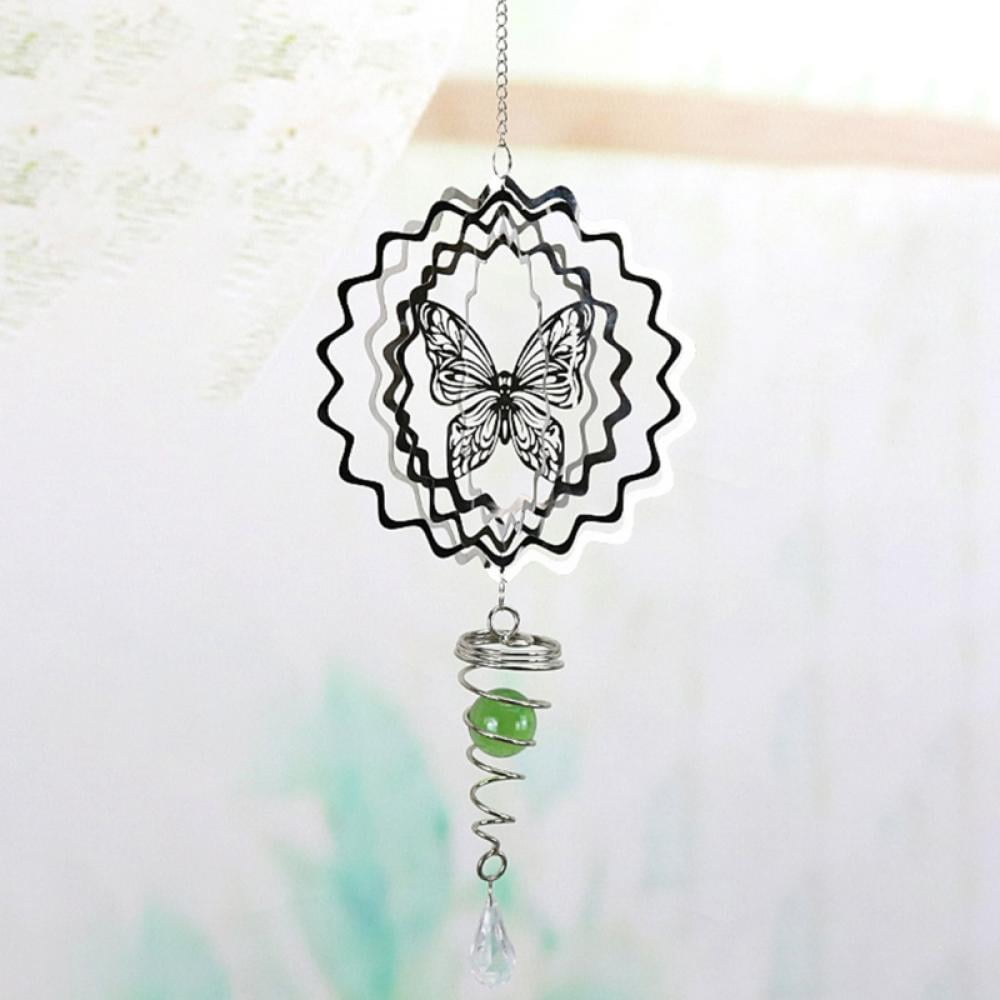 Metal Wind Spinner Hummingbird Stainless Steel Wind Chime with Sun