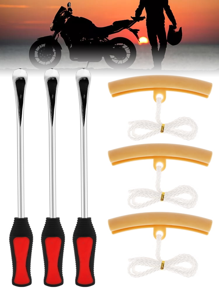 370mm Universal Iron Tire Lever Kit Set for Motorcycle Bike ATV Tire Changing Motorcycle Tire Wheel Changing Spoons Lever with Rim Protector 3Pcs Tire Lever Spoons Tool with 3Pcs Rim Protectors Set