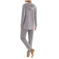 thumbnail image 4 of Women's Cozy Lounge Sets Hooded Textured Jacket Loose Pants Knitted Two Piece Set for Casual Daily Wear Gray S, 4 of 5