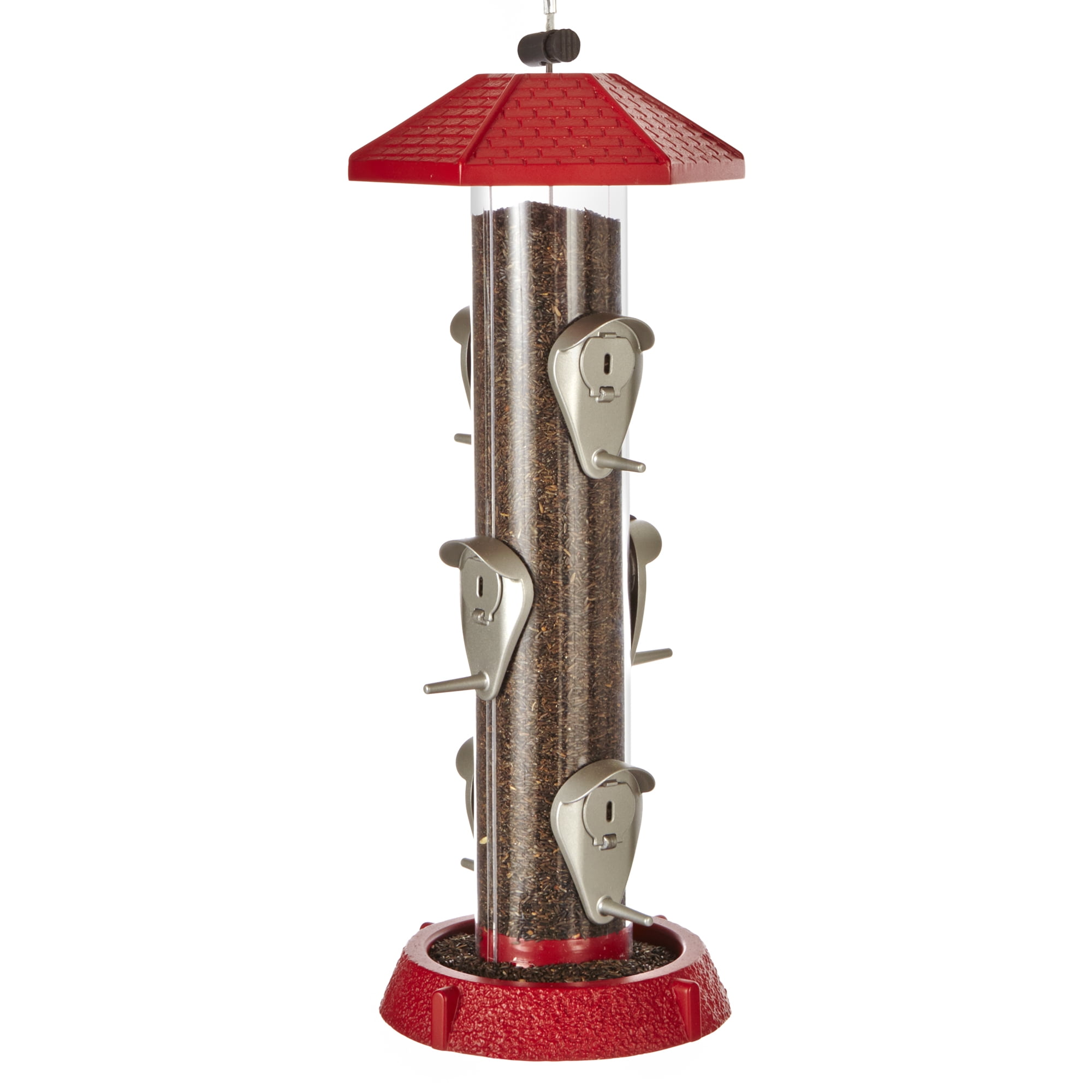 Village Collection 2-in-1 Hinged Port Birdfeeder, Red by North States Industries