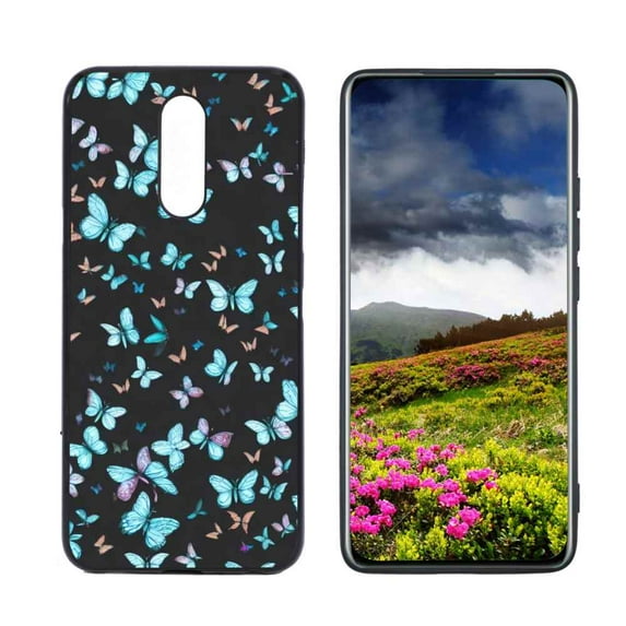 Compatible with LG K12 Plus Phone Case, Butterflies 74 Case Men Women, Flexible Silicone Shockproof Case for LG K12 Plus