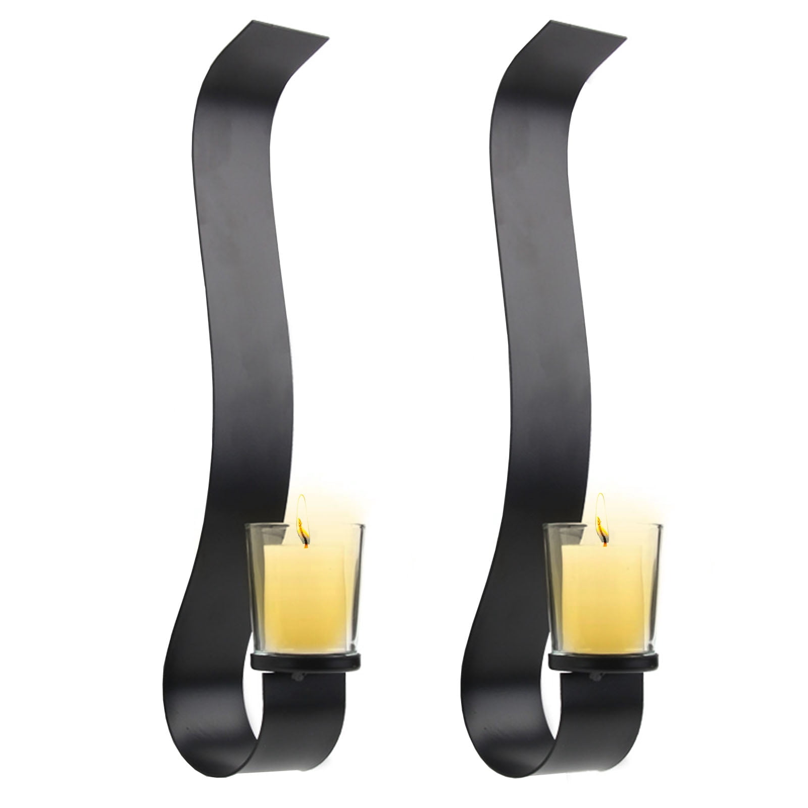 Jacgood Set of 2 Modern Art Metal Black Wall Candle Sconces,Wall Candle