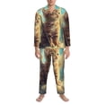 thumbnail image 3 of Naloa Sunshine Cloud Cute Cat Men’s Pajamas Set - Long Sleeve Button Down Sleep Shirt and Pajama Bottoms Sleepwear Set-X-Large, 3 of 7