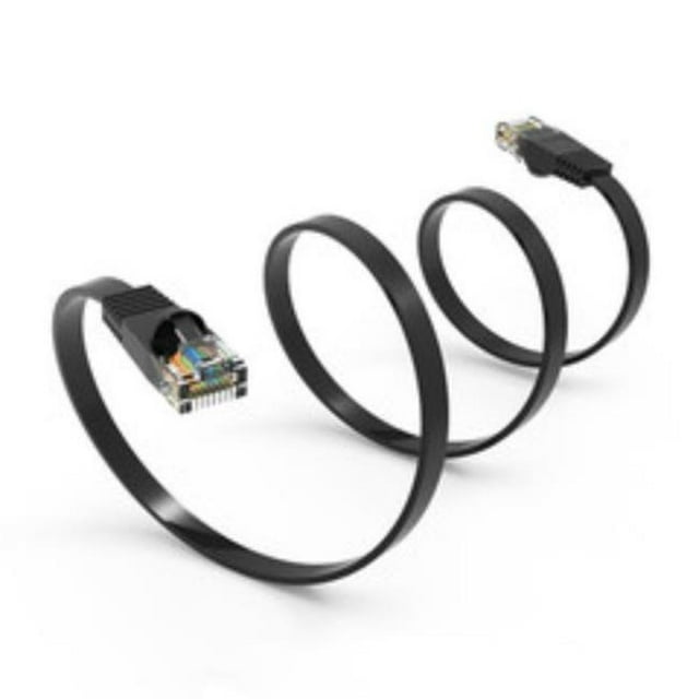 Câble Ethernet Plat Cat6 de 5 Pi, 32 AWG, Noir