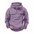 thumbnail image 3 of MHFRRA Sudadera con Capucha Informal, Chaqueta Cálida con Forro y Bolsillo Frontal para Uso Diario Al Aire Libre, Otoño E Invierno Púrpura claro, 3 of 6