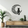 thumbnail image 2 of Whimsical Cat on Moon Metal Wall Art, Serene Nighttime Decor, Charming Feline Silhouette, Perfect Home Accent, 2 of 5