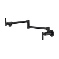 sumerain Matte Black Pot Filler Faucet Wall Mount Folding Kitchen Faucet Double Joint Swing Arm