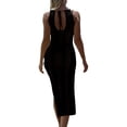 thumbnail image 3 of xiaxaixu Robe de Plage pour Femmes, Sans Manches à Col Rond, Dos Nu, à Nouer, Transparente, Ajourée, Fendue, Coupe Ajustée, Robe d'Été, 3 of 9