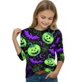 thumbnail image 6 of Ghost Halloween Shirt Girls Cute Graphic 3/4 Sleeve T Shirt Halloween Print Spooky Season Fall Casual Top Kids Party Wear 2026,6-7 Years,Fluorescent Green, 6 of 7