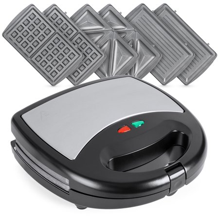 Best Choice Products 3-in-1 750W Dishwasher Safe Non-Stick Stainless Steel Electric Sandwich Waffle Panini Maker Press with 3 Interchangeable Grill Plates, Auto Shut Down, LED Indicator Light, (Best Stainless Steel Dishwasher Under $700)