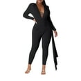 thumbnail image 5 of Ahabrexf Sets for Women Sexy Jumpsuits for Women Women's Solid Color Sexy V-Neck High Elasticity Jumpsuit Set Sexy Jumpsuits for Women, 5 of 7