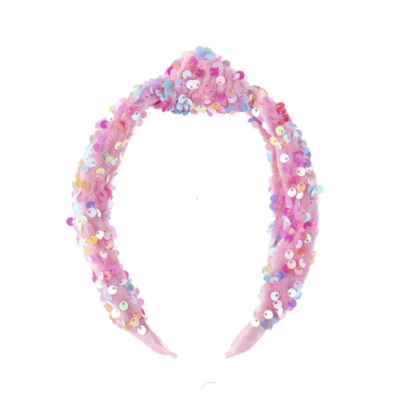 Justice Girls' Pink Velvet Sequin Knot Headband