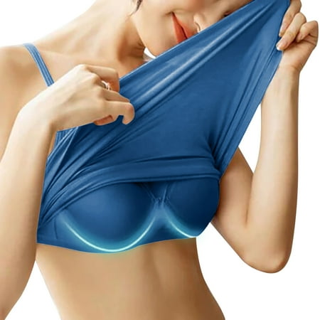 SBYOJLPB Sports Bra Womens Sports Bra Wirefree Padded Medium Support Yoga Bras Gym Running Workout Tank Tops for Workout Sleeping Traveling Blue 4(S)