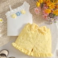 thumbnail image 2 of Ulanda Kid Girl Clothes Shorts Set 2 Piece Outfits Summer Casual Short Sleeve Top and Shorts Set for Girls 4-7 (Yellow, 2-3 Years), 2 of 5