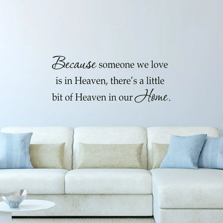 Family And Friends Christmas Sayings VWAQ Because Someone We Love is in Heaven There's a Little Bit of Heaven In Our Home Decal Wall Quote Family Friends Saying ()