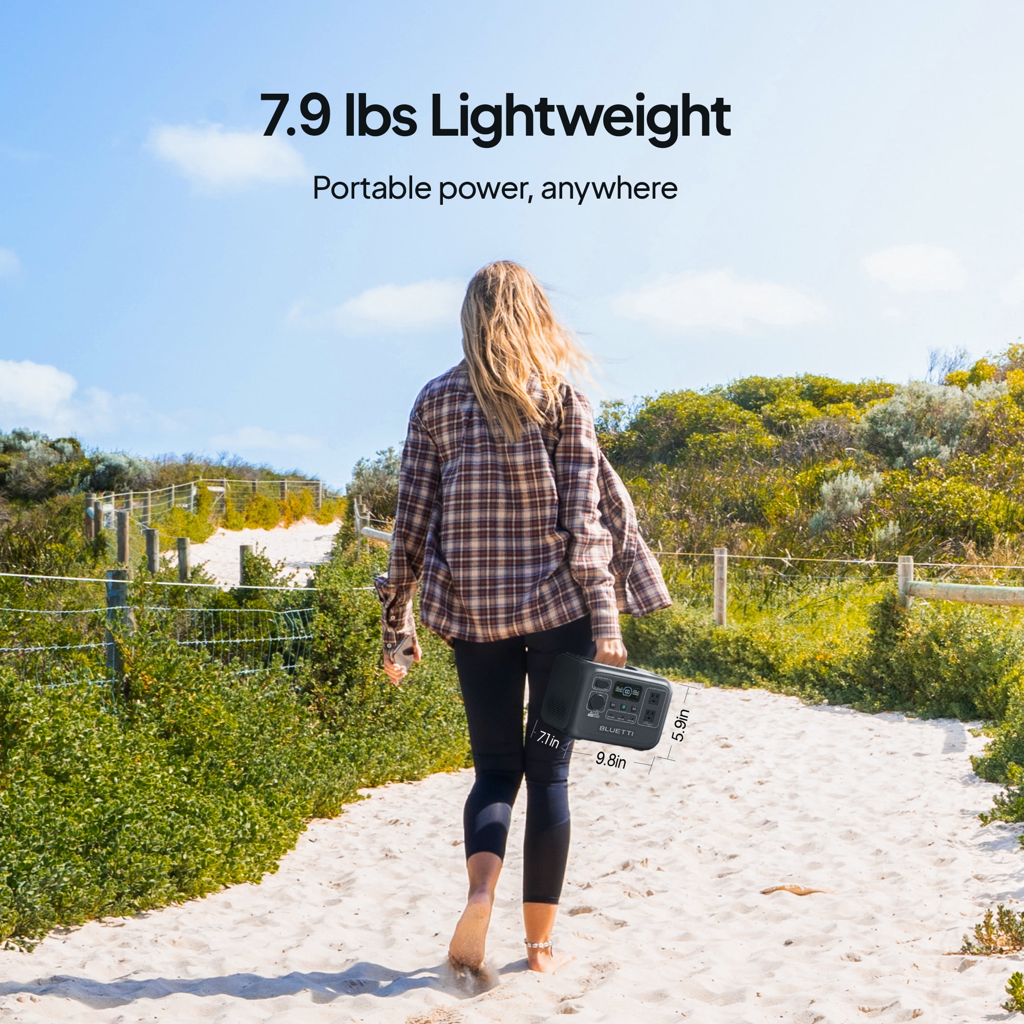 BLUETTI Portable Power Station AC2A with 100W Solar Panel, 204Wh LiFePO4 Battery Backup w/ 2 300W (600W Power Lifting) AC Outlets, Recharge to 80% in 40 Min., Solar Generator for Outdoor Camping