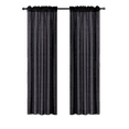 thumbnail image 3 of 2-piece semi-sheer, black, faux silk, see-through curtain panels with textured design rod pocket., 3 of 6