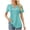 Sky Blue, variant on Fesfesfes Tshirt for Women Fashion Fashion Women Solid V-Neck Sling Tops Casual Fold Short Sleeve Blouse T-Shirt T Shirt Pack M(US:6)